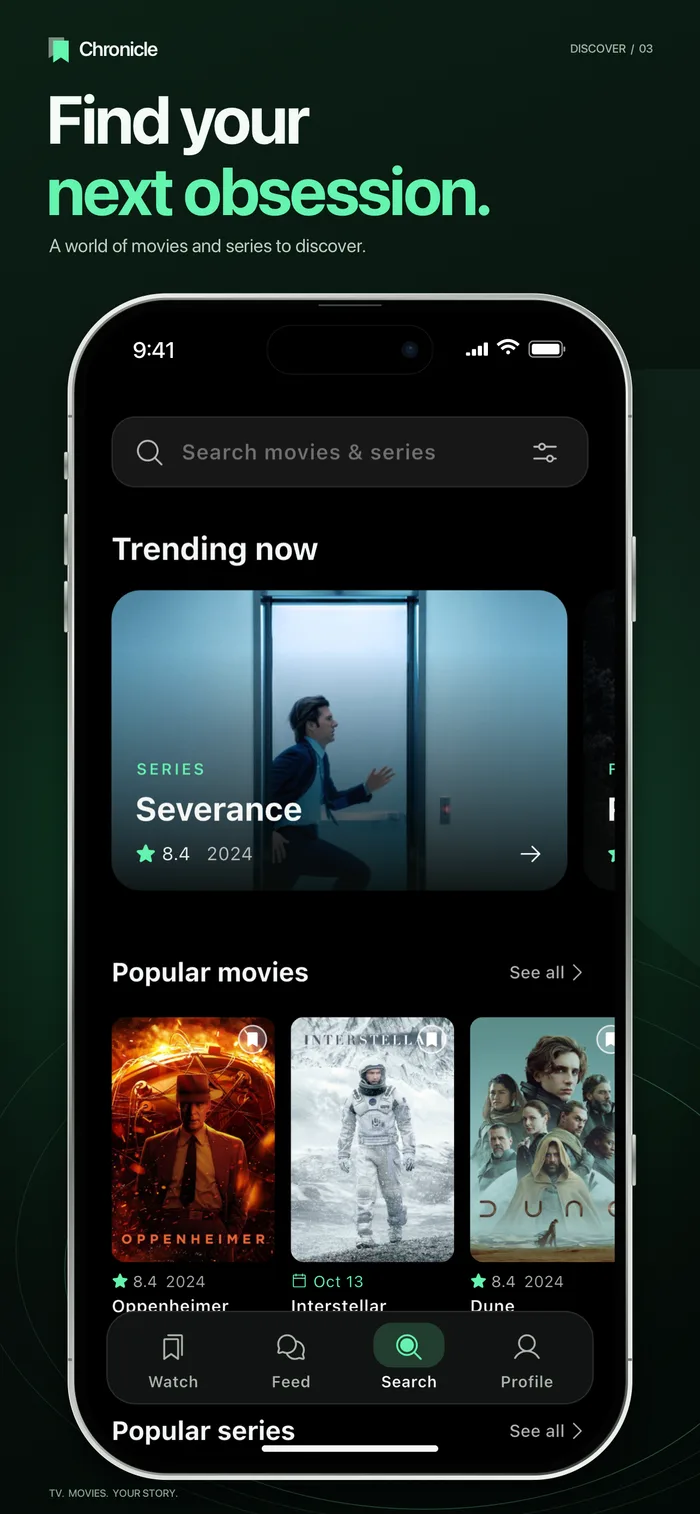 Chronicle discovery — explore trending movies and series