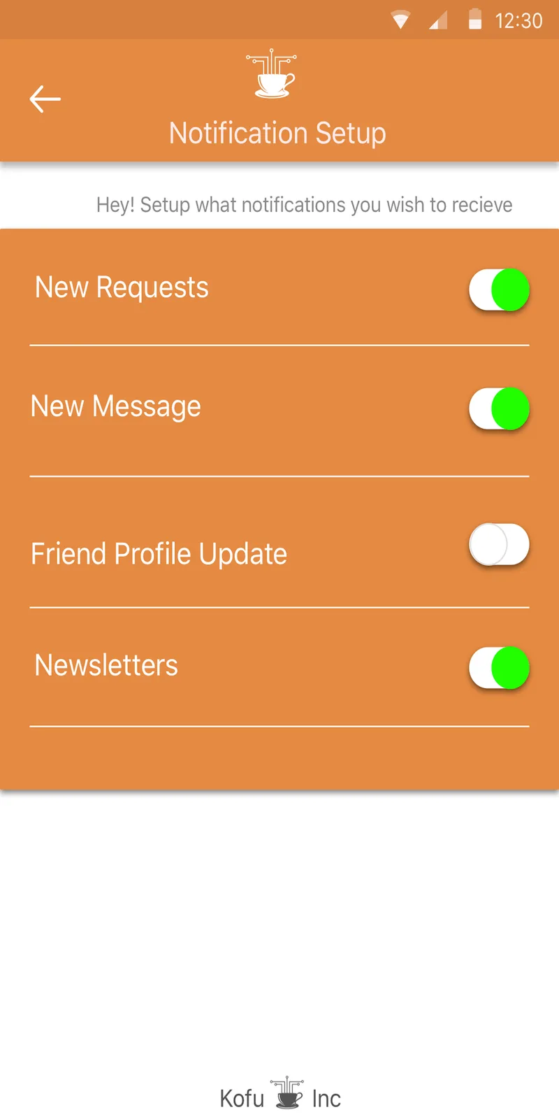 Kofu social directory or feed screen