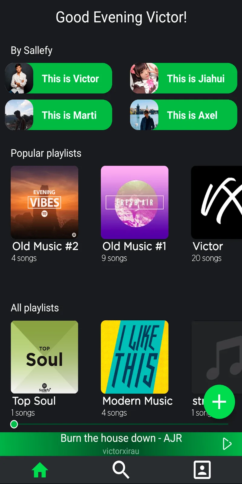 Sallefy Android music player screen