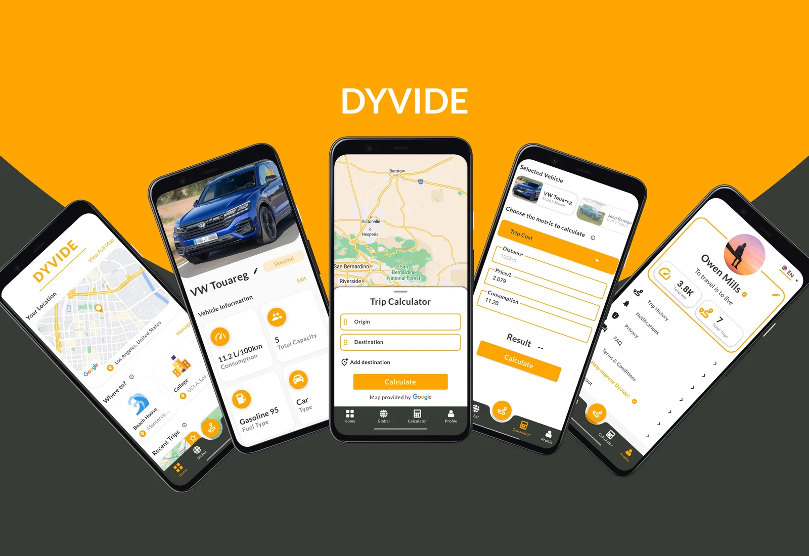 Dyvide trip cost-sharing and mobility app preview